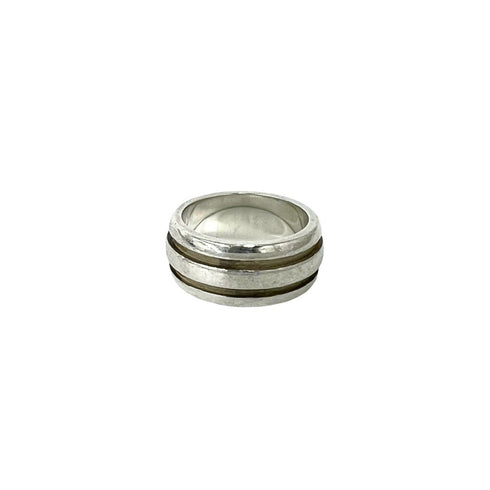 Vintage Grooved Double Line Ring Sterling Silver
