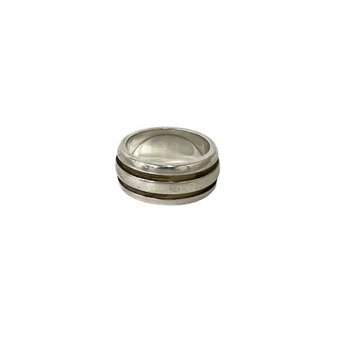 Vintage Grooved Double Line Ring Sterling Silver