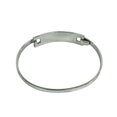 Rectangle ID Plate Bangle Sterling Silver Bracelet