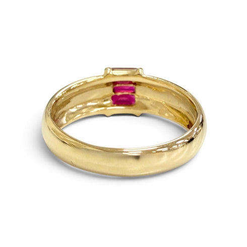 Vintage Band Ring 18K Yellow Gold with Ruby