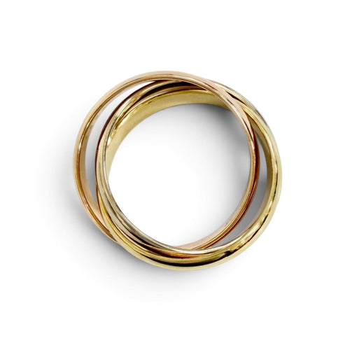 Vendome Louis Cartier Band Ring 18K Tricolor Gold