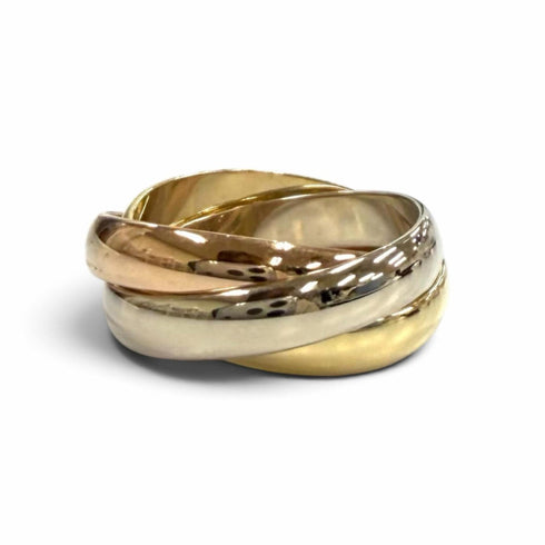 Vendome Louis Cartier Band Ring 18K Tricolor Gold