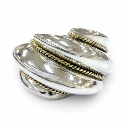 Band Ring Sterling Silver and 18K Yellow Gold