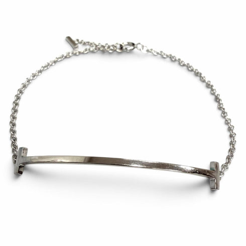 T Smile Pendant Necklace 18K White Gold