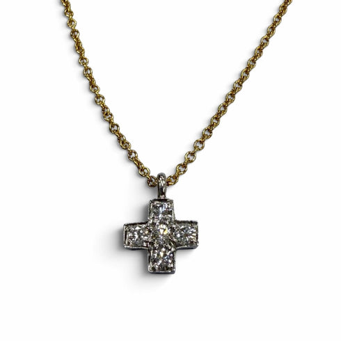 Pendant Necklace Platinum and 18K Yellow Gold With Diamond