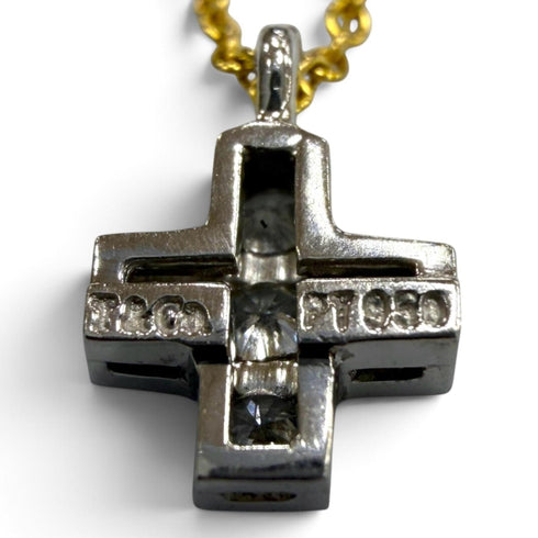 Pendant Necklace Platinum and 18K Yellow Gold With Diamond