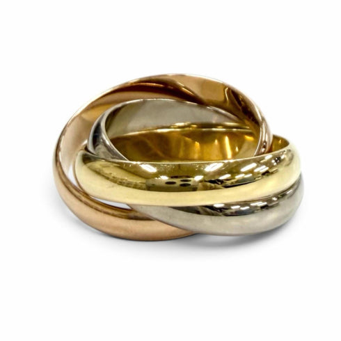 Vendome Louis Cartier Band Ring 18K Tricolor Gold