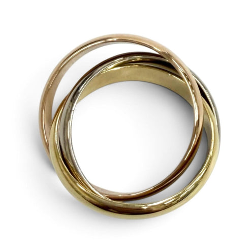 Vendome Louis Cartier Band Ring 18K Tricolor Gold