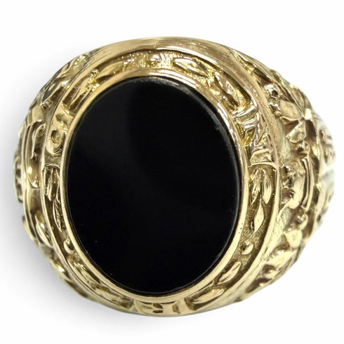 Vintage Ring Yellow Gold with Onyx