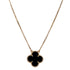 Vintage Alhambra Pendant Necklace 18K Yellow Gold and Onyx