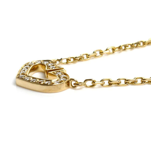 C Heart Pendant Necklace 18K Yellow Gold with Diamonds