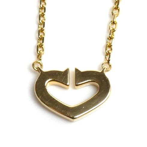 C Heart Pendant Necklace 18K Yellow Gold with Diamonds