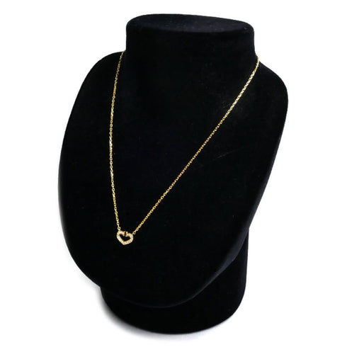 C Heart Pendant Necklace 18K Yellow Gold with Diamonds