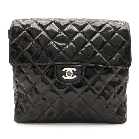 Vintage Double Sided Flap Bag Quilted Patent Medium