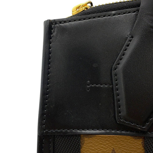 City Steamer Handbag Damier Tressage Reverse Monogram Canvas and Leather PM