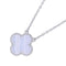 Alhambra Pendant Necklace 18K White Gold and Chalcedony