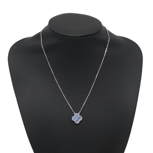 Alhambra Pendant Necklace 18K White Gold and Chalcedony