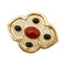 Brooch Black and Red Metal With Rhinestone