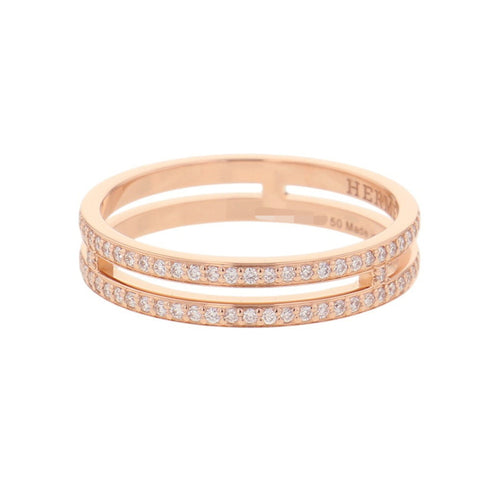 Ariane Band Ring 18K Rose Gold Mini with Diamonds