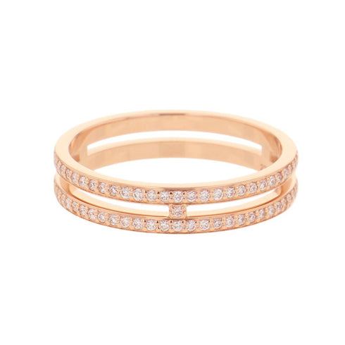 Ariane Band Ring 18K Rose Gold Mini with Diamonds
