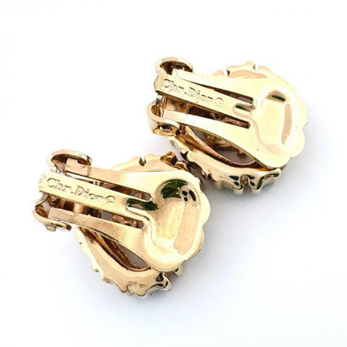 Logo Earrings Gold and Rhinestone