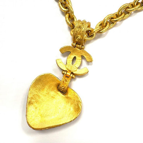 CC Logo Chain Heart Pendant Necklace Metal