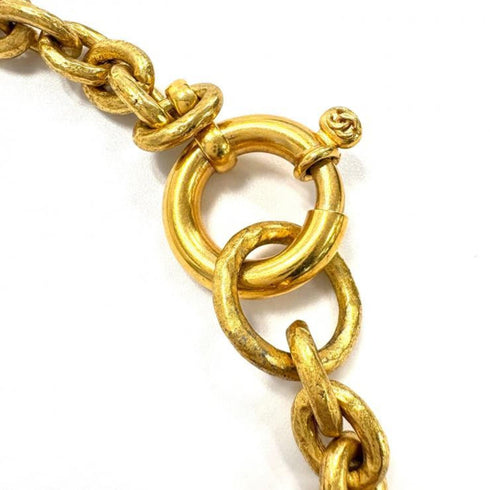 CC Logo Chain Heart Pendant Necklace Metal