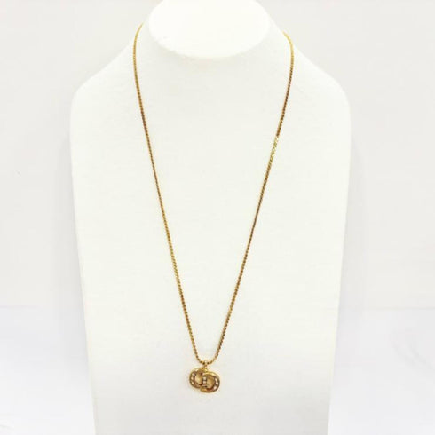 Pendant Necklace Gold and Rhinestone