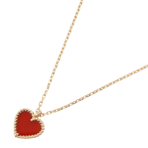 Sweet Alhambra Pendant Necklace 18K Rose Gold and Carnelian