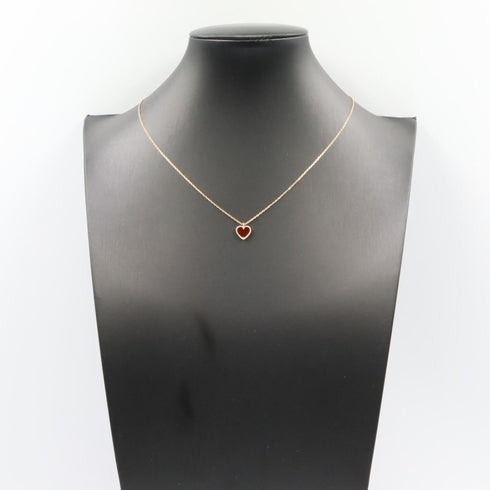 Sweet Alhambra Pendant Necklace 18K Rose Gold and Carnelian