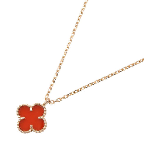 Sweet Alhambra Pendant Necklace 18K Rose Gold and Carnelian