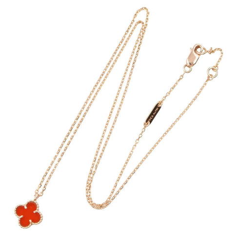 Sweet Alhambra Pendant Necklace 18K Rose Gold and Carnelian