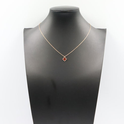 Sweet Alhambra Pendant Necklace 18K Rose Gold and Carnelian