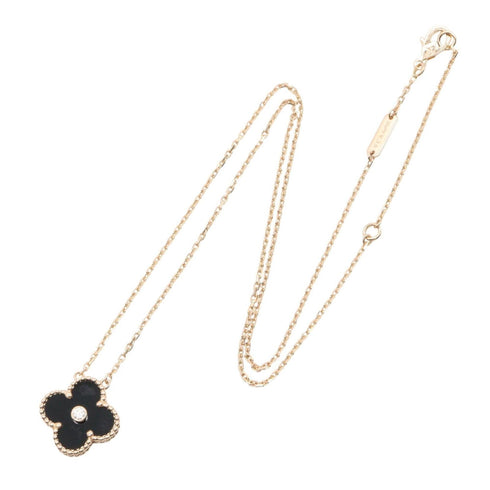 Vintage Alhambra Pendant Necklace 18K Rose Gold and Onyx