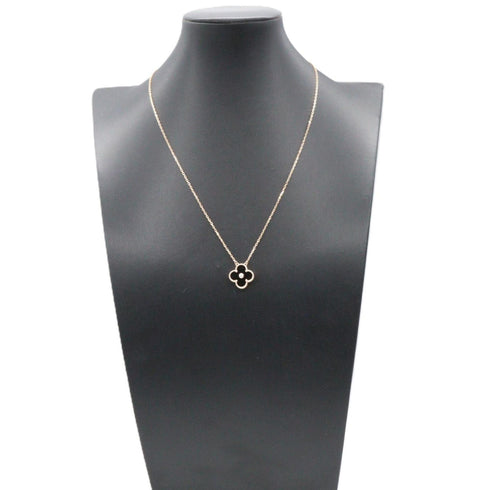 Vintage Alhambra Pendant Necklace 18K Rose Gold and Onyx