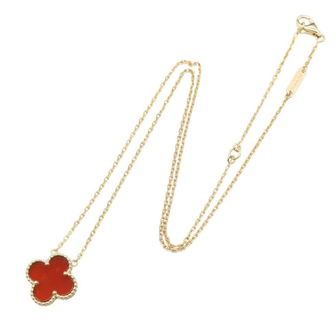Vintage Alhambra Pendant Necklace 18K Yellow Gold and Carnelian