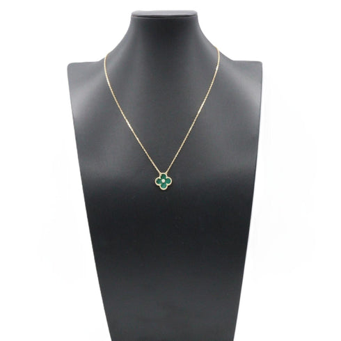 Vintage Alhambra Pendant Necklace 18K Yellow Gold and Malachite