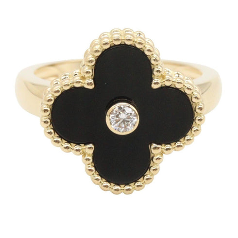 Vintage Alhambra Ring 18K Yellow Gold and Onyx