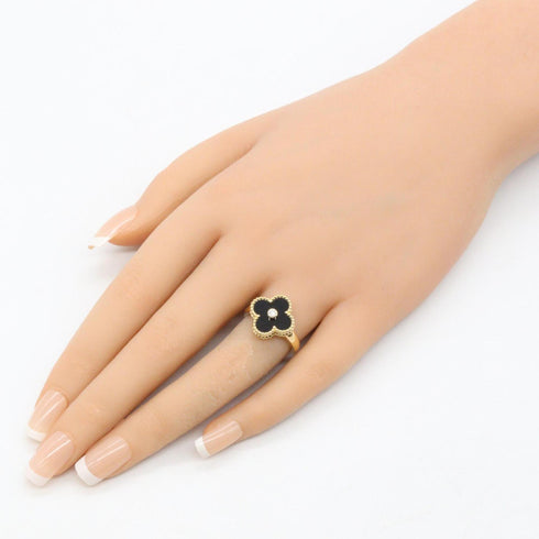 Vintage Alhambra Ring 18K Yellow Gold and Onyx