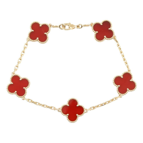 Vintage Alhambra Bracelet 18K Yellow Gold and Carnelian