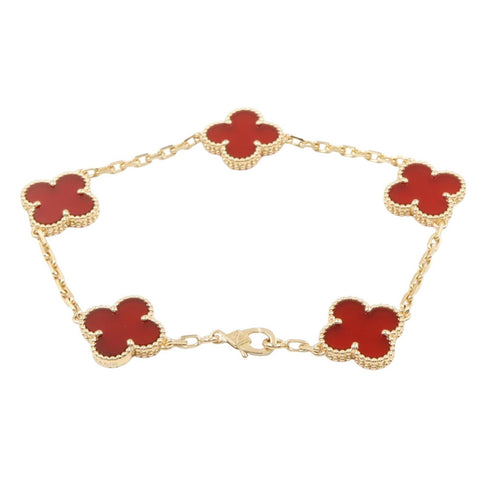 Vintage Alhambra Bracelet 18K Yellow Gold and Carnelian