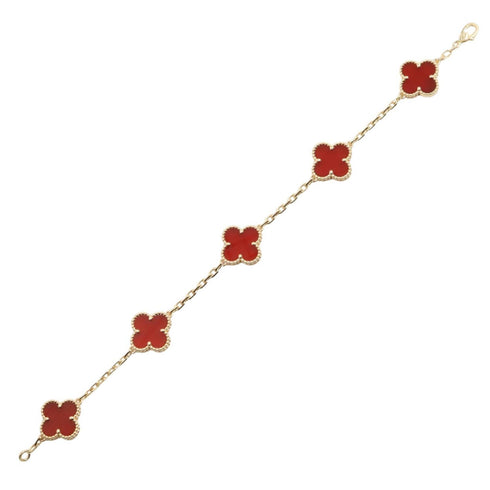 Vintage Alhambra Bracelet 18K Yellow Gold and Carnelian