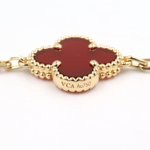 Vintage Alhambra Bracelet 18K Yellow Gold and Carnelian
