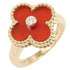Vintage Alhambra Ring 18K Yellow Gold and Carnelian