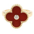 Vintage Alhambra Ring 18K Yellow Gold and Carnelian