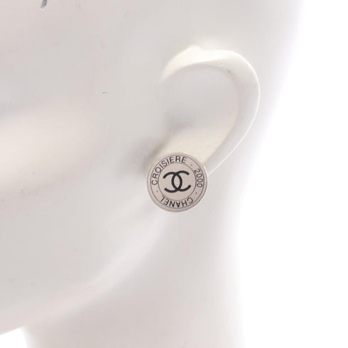 CC Logo Circle Clip-On Earrings Silver-Tone Metal Silver-Tone Metal