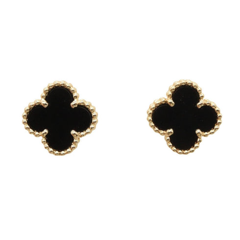 Sweet Alhambra Earrings 18K Yellow Gold and Onyx 18K Yellow Gold