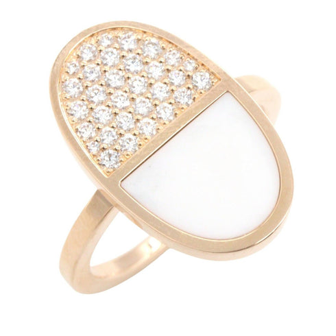 Chaine d'Ancre Verso Ring Ceramic and 18K Rose Gold with Diamond