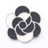 Camellia Brooch Metal Black and White
