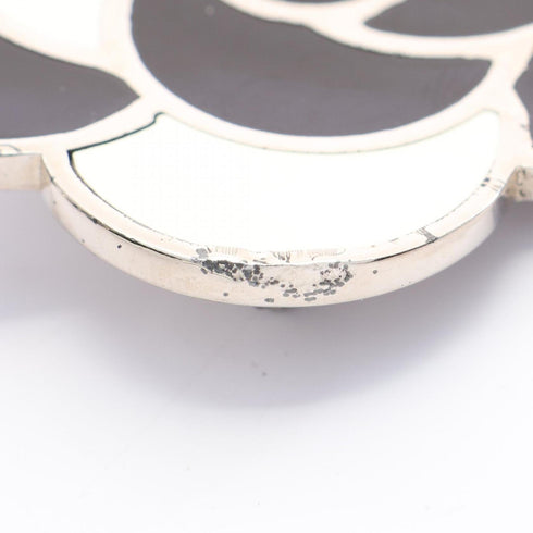 Camellia Brooch Metal Black and White
